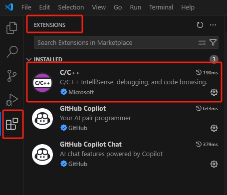VS Code 扩展页面安装 C/C++ 插件